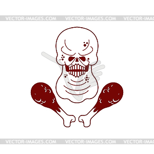 Fat skull. Thick skeleton head - vector clipart