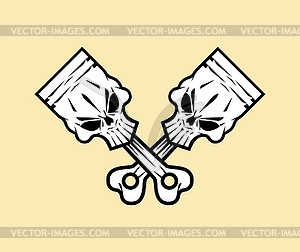 Piston skull emblem of motorcycle club. Piston - vector clipart