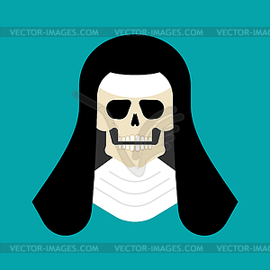 Nun skeleton. Evil holy sister. votaress death - vector clipart