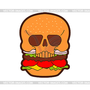 Skull burger. Harmful food. not healthy fast food - vector clipart / vector image