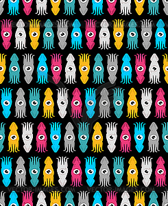 Squid pattern seamless. cephalopod marine animal - vector clip art