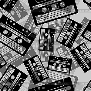 Retro cassette pattern seamless. Tape cassette - vector clip art