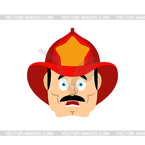 Firefighter scared OMG. Fireman Oh my God emoji. - royalty-free vector image