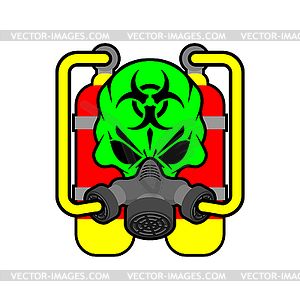 Biohazard Skull in mask. Skull in chemical - stock vector clipart