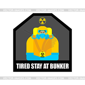 Оставайся в бункере. Человек в костюме радиационной защиты - векторизованное изображение клипарта