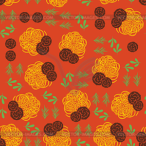 Pasta and meatballs pattern seamless. Food - vector clip art