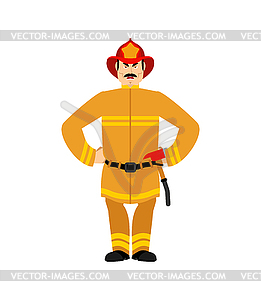 Firefighter angry. Fireman evil emotions. man - color vector clipart