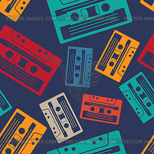 Retro cassette pattern seamless. Tape cassette - vector image