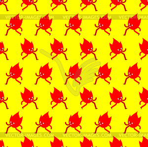 Running fire cartoon pattern seamless. Flame run - vector image