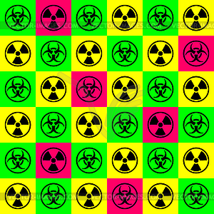 Схема биологической опасности и радиоактивных отходов бесшовная. - векторная графика