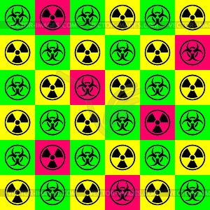 Biohazard and radioactive waste pattern seamless. - vector clip art