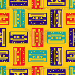 Retro cassette pattern seamless. Tape cassette - vector clipart