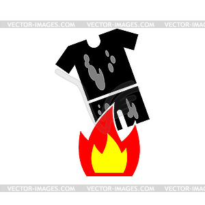 Burn dirty clothes after nuclear attack. Sign - royalty-free vector image