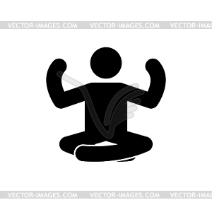 Знак йоги. Мужчина, сидящий в позе отдыха, расслабляющая поза - векторный клипарт / векторное изображение