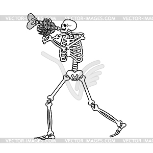 Skeleton with trumpet. Skeleton musician. bugle - vector image