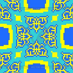 Pixel art Kazakh ornament. 8 bit Traditiona - vector clipart