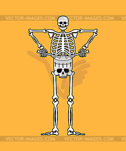 Skeleton with drum. Skeleton musician. trommel and - vector clipart