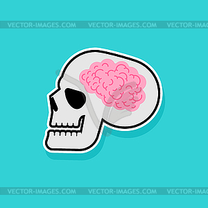 Brain inside skull Cartoon - stock vector clipart