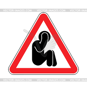 Attention panic sign. No Scared man holding his - royalty-free vector image