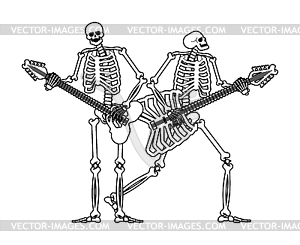 Skeleton with guitar. Skeleton musician. Electric - vector clipart