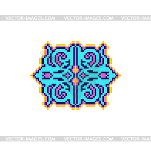 Pixel art Element of Kazakh ornament. 8 bit - vector clip art