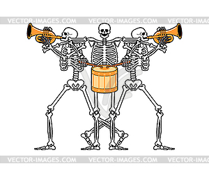 Skeletons rock band. Skeleton and guitar. Dead man - vector clip art