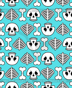 Skull cartoon Pattern seamless. funny skeleton - royalty-free vector clipart