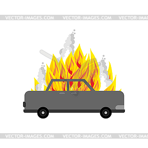 Burning car . Car is on fire - vector image