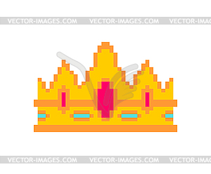 Royal crown Pixel art. 8 bit King`s diadem. - vector clipart