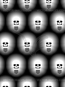 Skull light bulb Pattern seamless. Concept dead ide - vector clipart