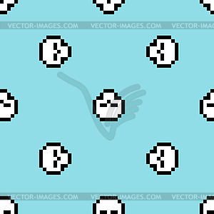 Skull Pixel art Pattern seamless. 8 bit skeleton - vector clipart