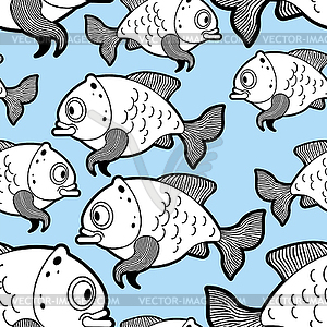 Fish Pattern seamless. Carp Background. Fishes - vector clipart