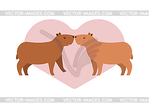 Capybara love. guinea pig and heart - stock vector clipart
