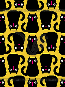 Black cat Pattern seamless. Pet Background. Baby - royalty-free vector image