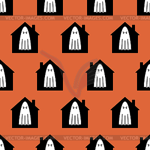 House with ghosts Pattern seamless. ghost in home - vector image