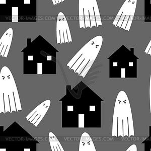 House with ghosts Pattern seamless. ghost in home - vector image