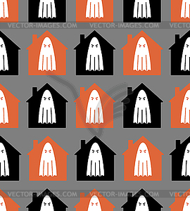 House with ghosts Pattern seamless. ghost in home - vector clipart