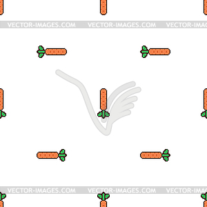 Carrot pixel art pattern seamless. 8 bit pixelated - vector clip art