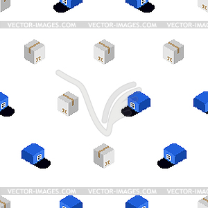 Parcel box and postman cap pattern seamless. Concep - vector clip art