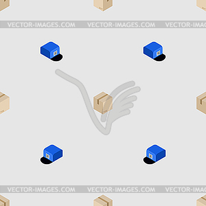 Parcel box and postman cap pattern seamless. Concep - vector image