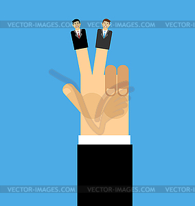 Businessman finger puppet. Puppet business concept - vector clipart