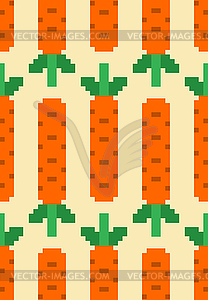 Carrot pixel art pattern seamless. 8 bit pixelated - vector image