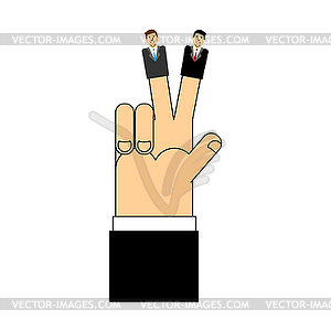 Businessman finger puppet. Puppet business concept - vector image