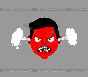 Anger smoke of ears. Concept of hate - vector clipart