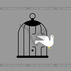 Dove flew out of cage - vector clipart