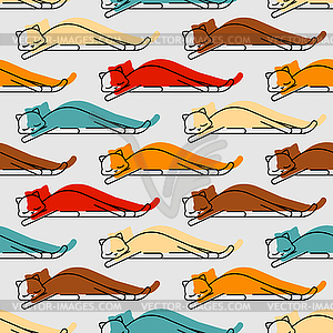 Sleeping cat pattern seamless. pet sleeping - vector clipart