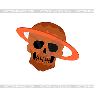 Skull planet. Skeleton head and ring of jupiter - vector clipart