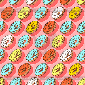 Donut pattern seamless. food Sweetness background. - vector clipart