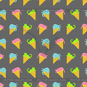 Ice cream cat pattern seamless. Eskimo pet - vector clipart