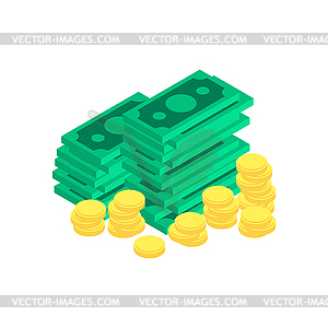 Money isometric style - vector clipart